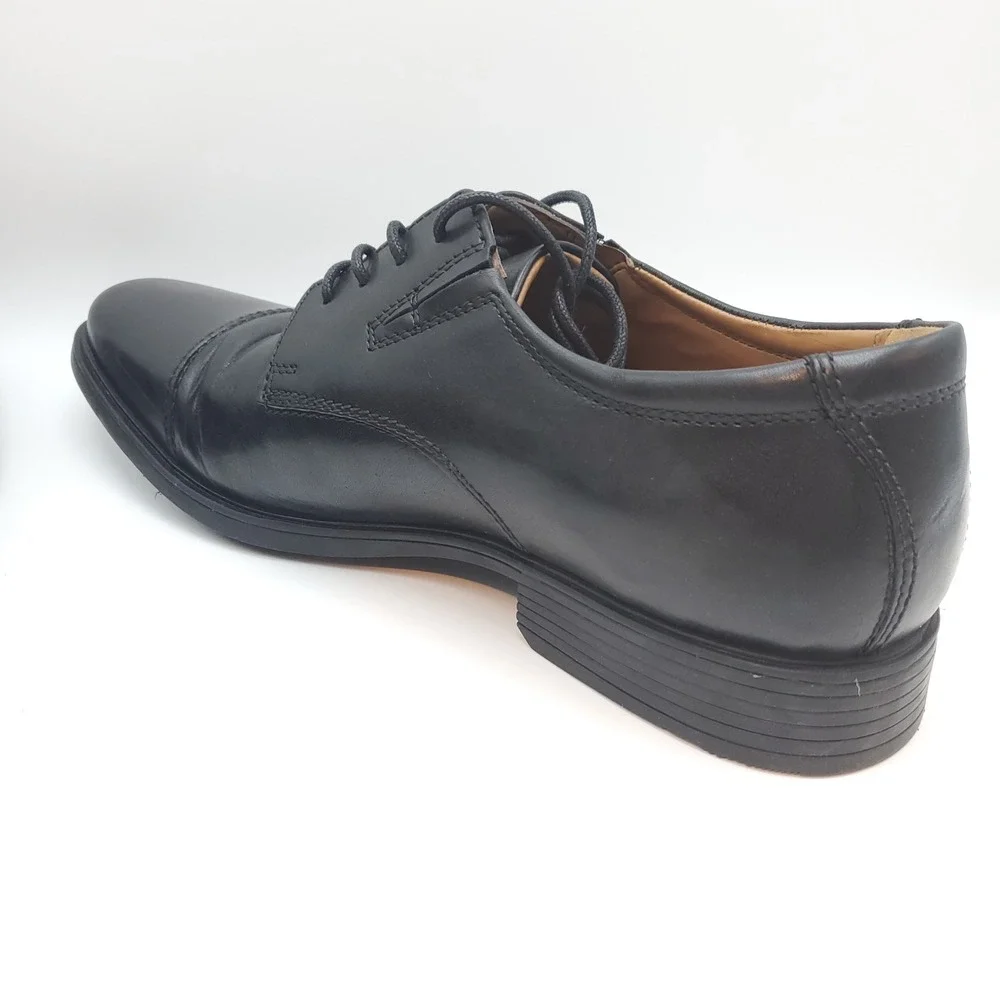 Clarks Tilden Cap Black Leather Oxford Dress Shoes Men's‎ Size 8.5